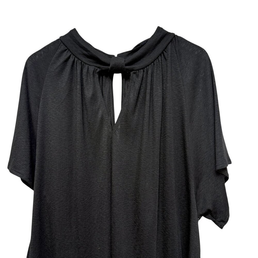 Rachel Roy Top Plus Size 3X Black Short Sleeve High Neck Keyhole NWT